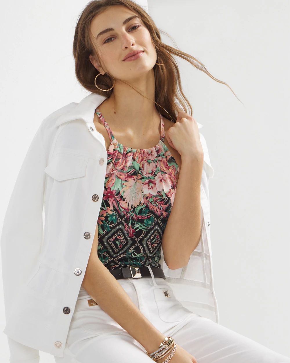 Matte-Jersey Printed Halter Top