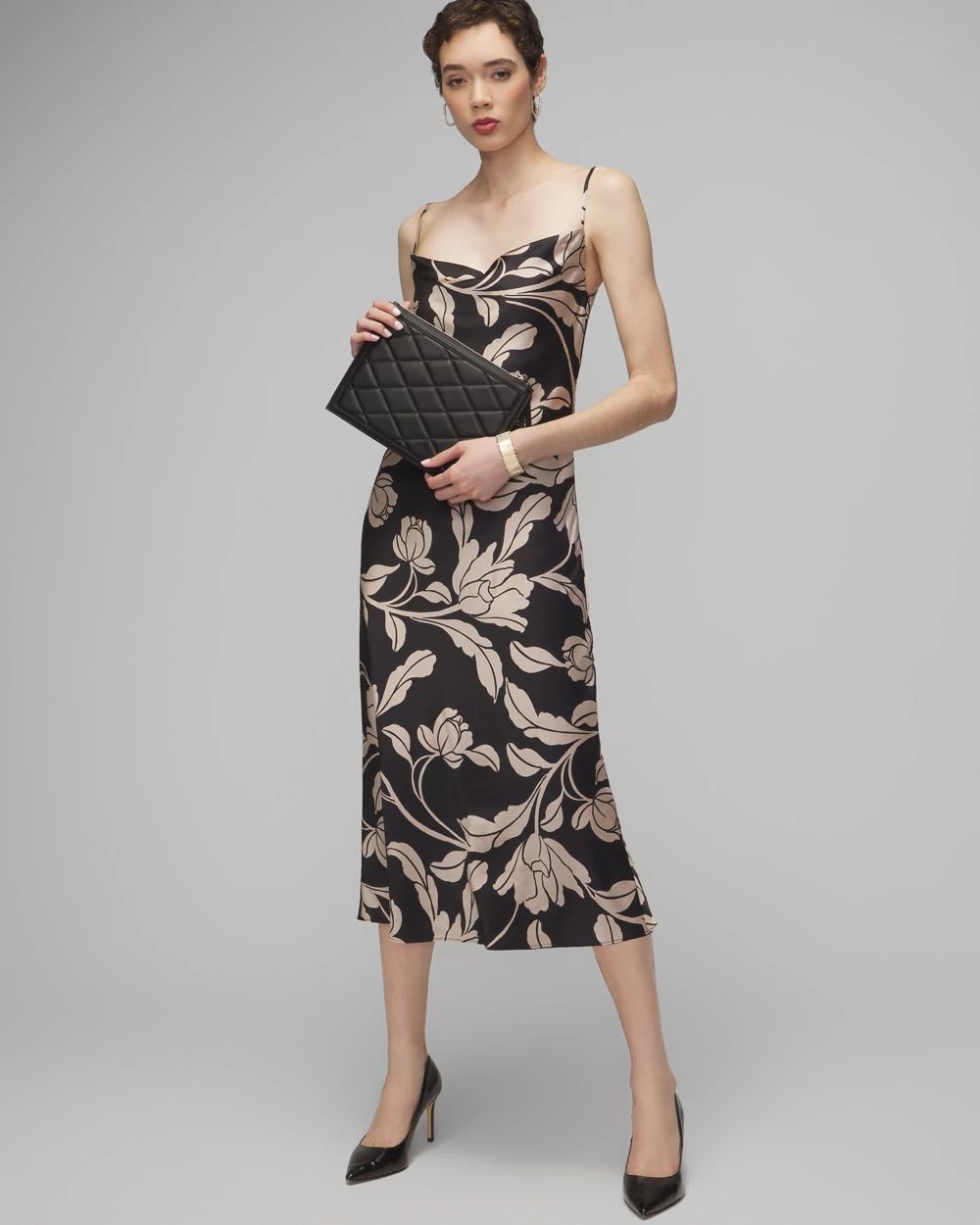Sleeveless Cowl Neck Slip Midi Dress