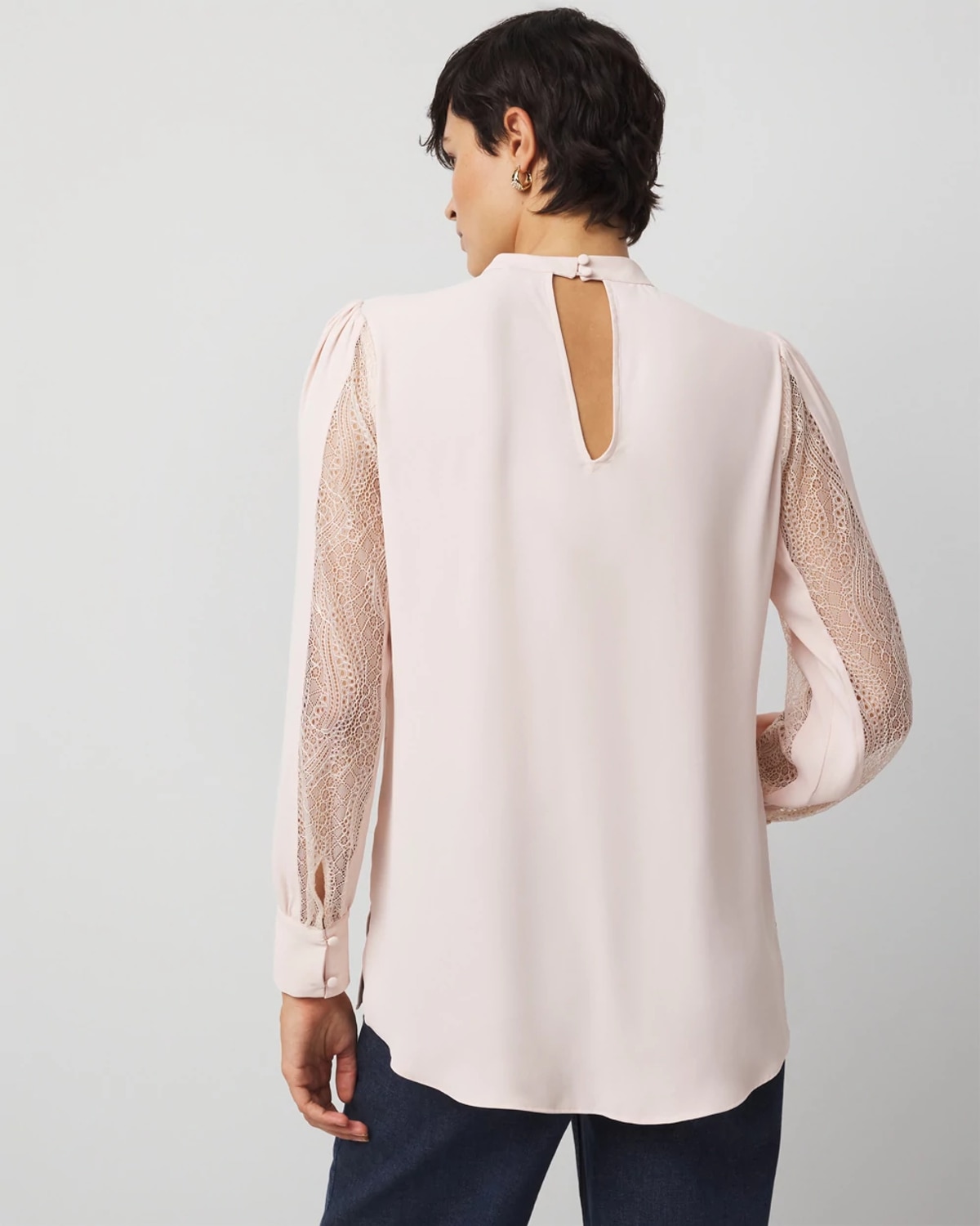 White House Black Market Lace + Crepe Blouse