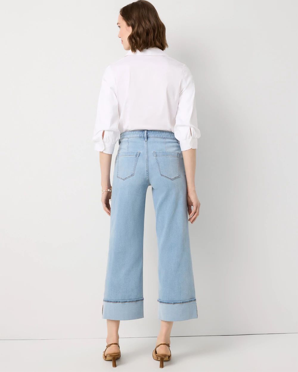 Cuffed High-Rise Wide Leg Crop Jean