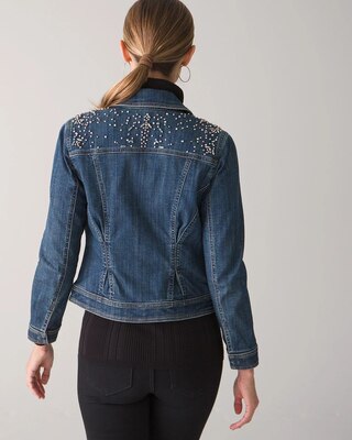 Pearl Embellished Trucker Jean Jacket click to view larger image.