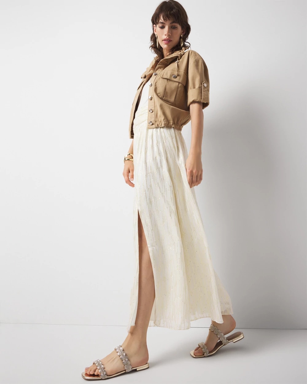 Petite Shirred Waist Maxi Skirt