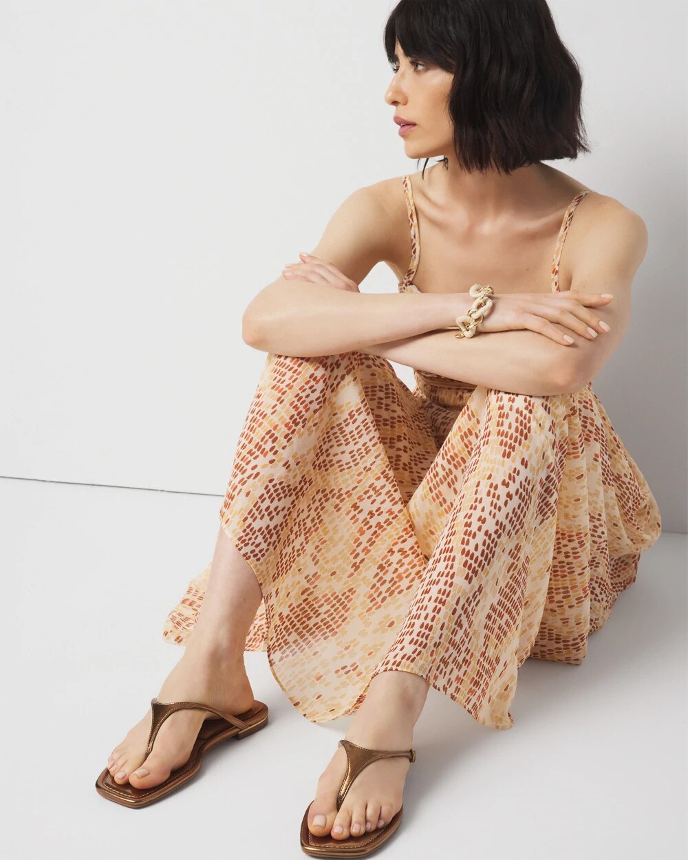 Copper Metallic Heel Sandal - image 2