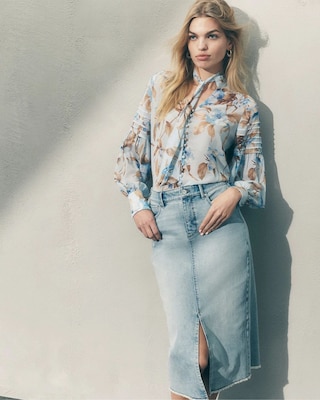 Petite Denim Midi Skirt