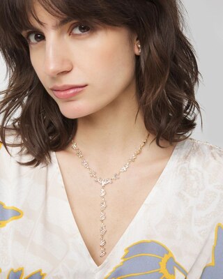Gold Adjustable Baguette Y-Necklace