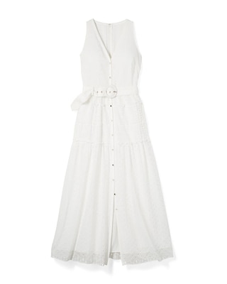 White Eyelet Midi Shirtdress