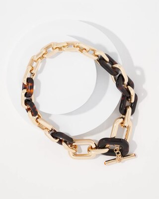 Gold and Tortoiseshell Link Toggle Necklace click to view larger image.