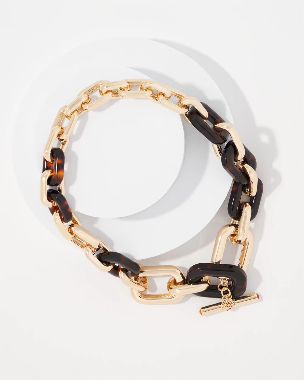 Gold and Tortoiseshell Link Toggle Necklace click to view larger image.