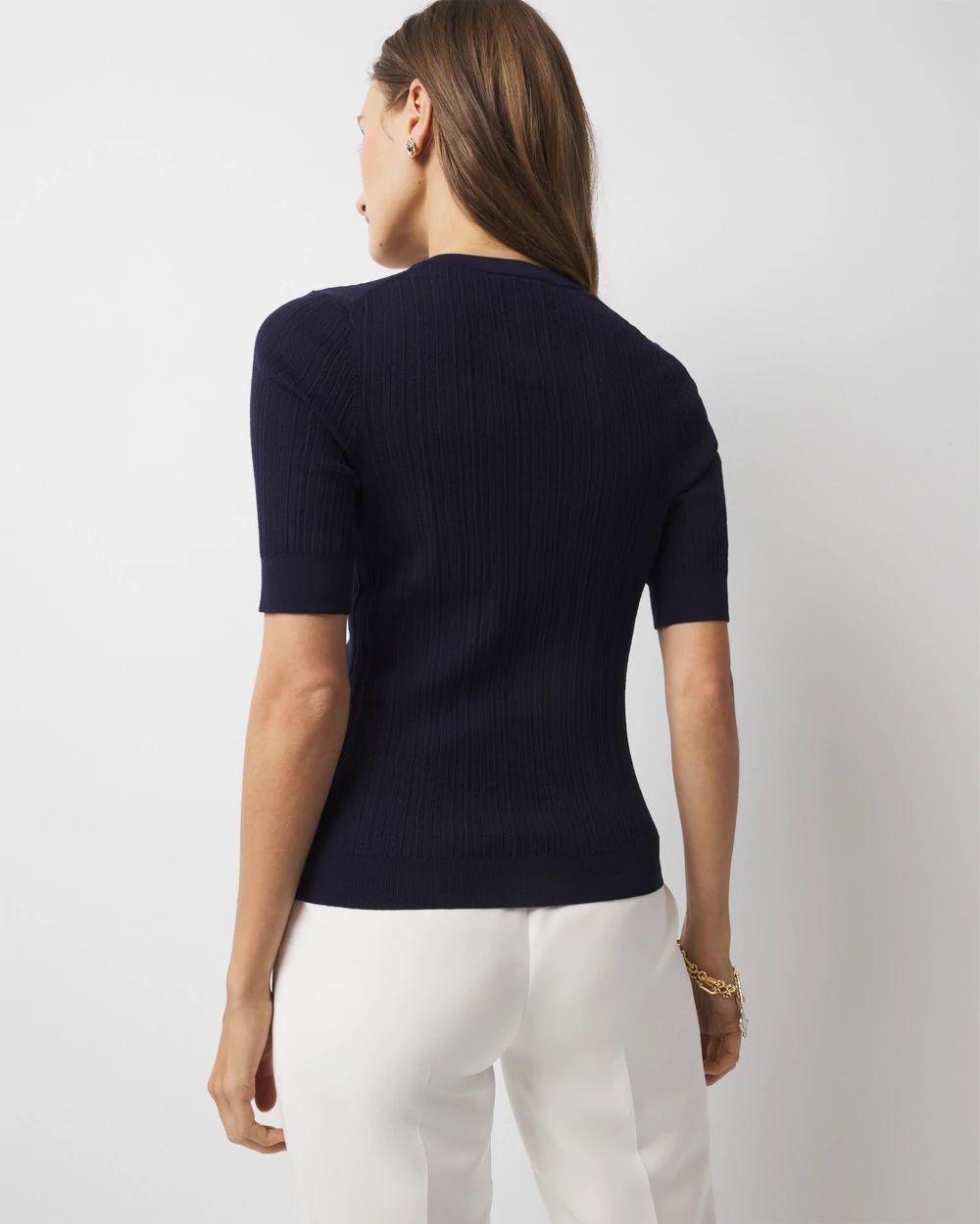 Elbow-Sleeve Henley Sweater