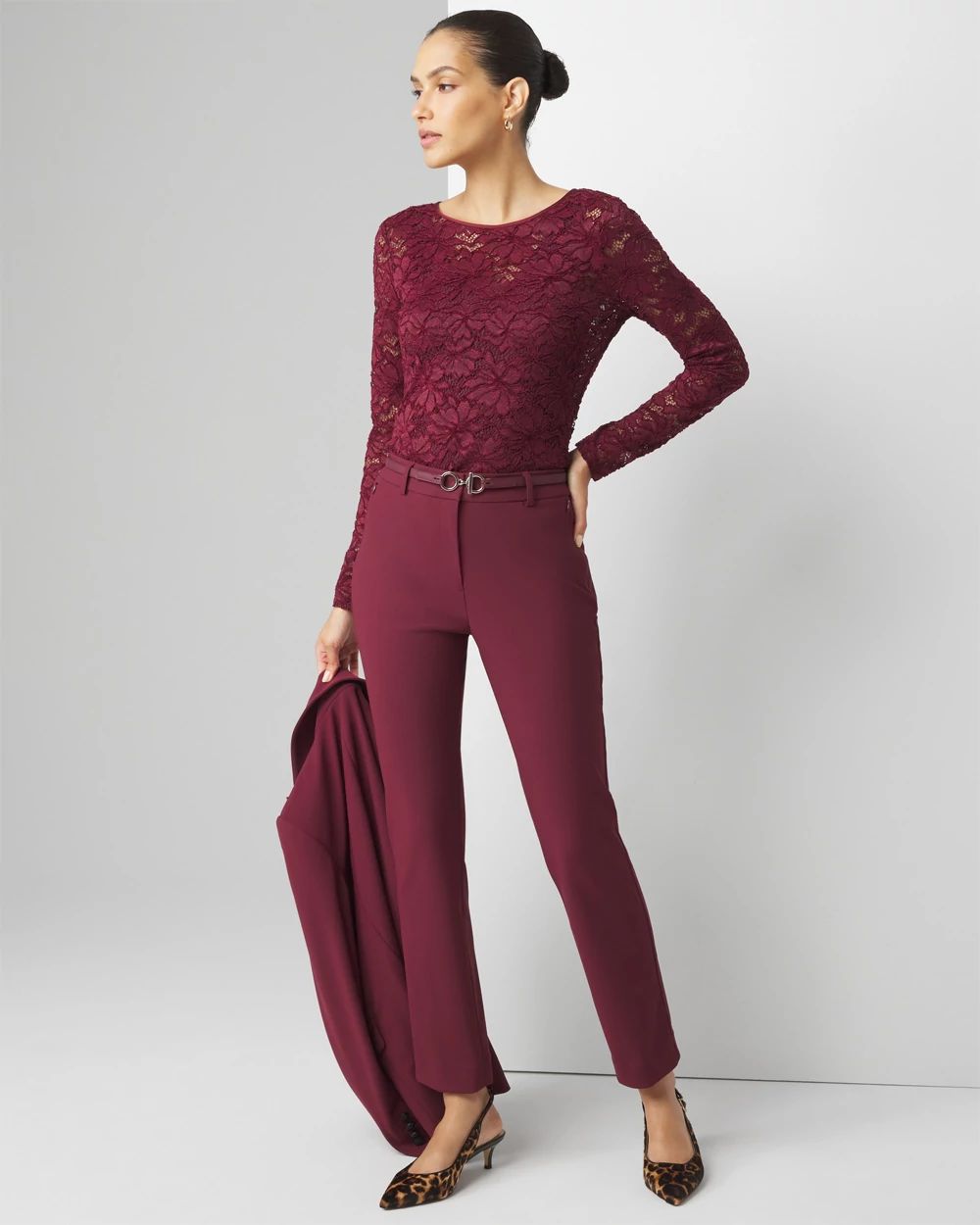 Petite Elle Slim Ankle Pant in Scuba Knit