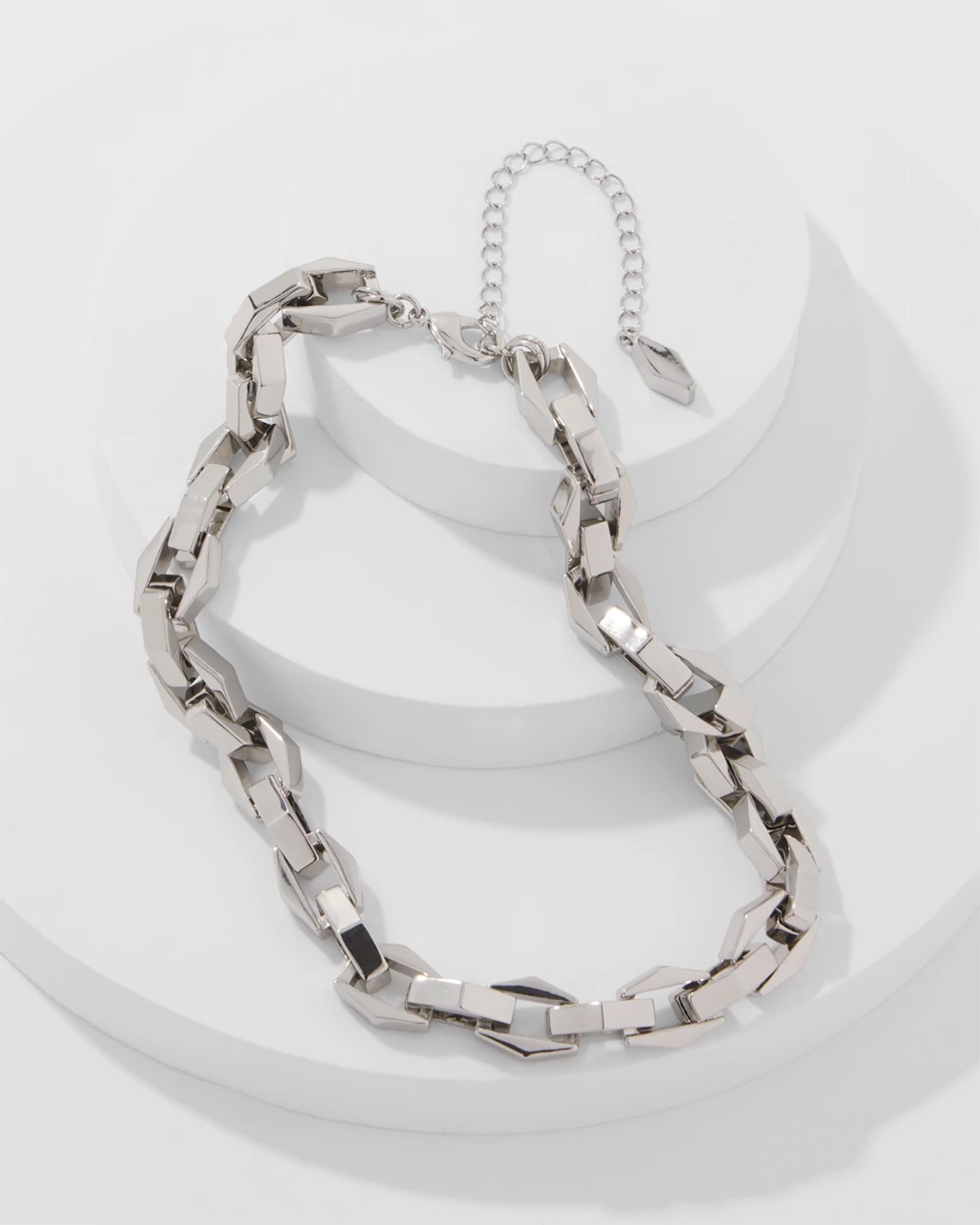 White House Black Market Geometric Links Necklace |  In Silver