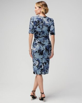 Shirred Mesh Midi Dress