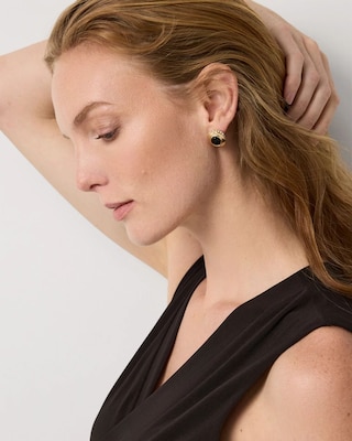 Black Cap Stud Earrings