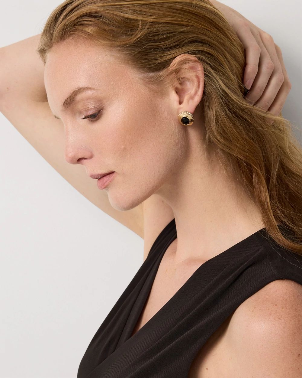 Black Cap Stud Earrings
