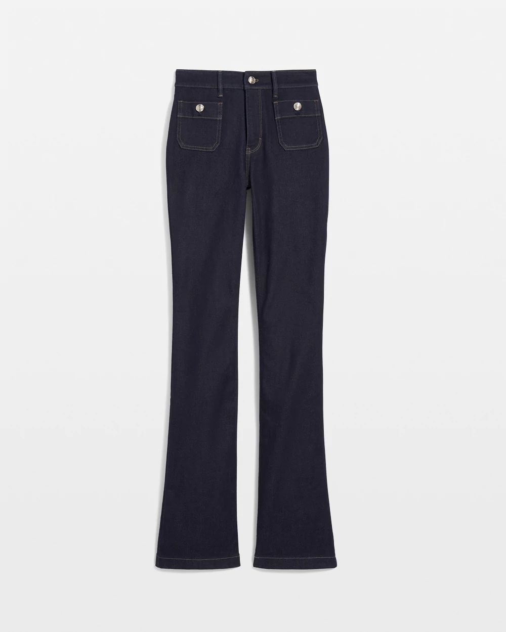 High-Rise Patch Pocket Bootcut Jeans click to view larger image.