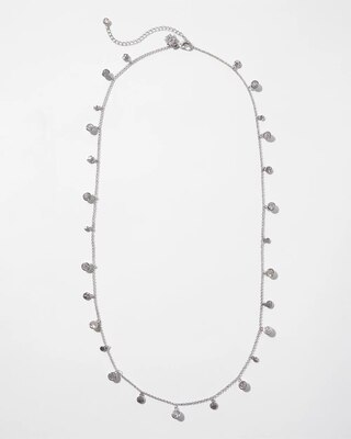 Silver Crystal Long Disc Necklace