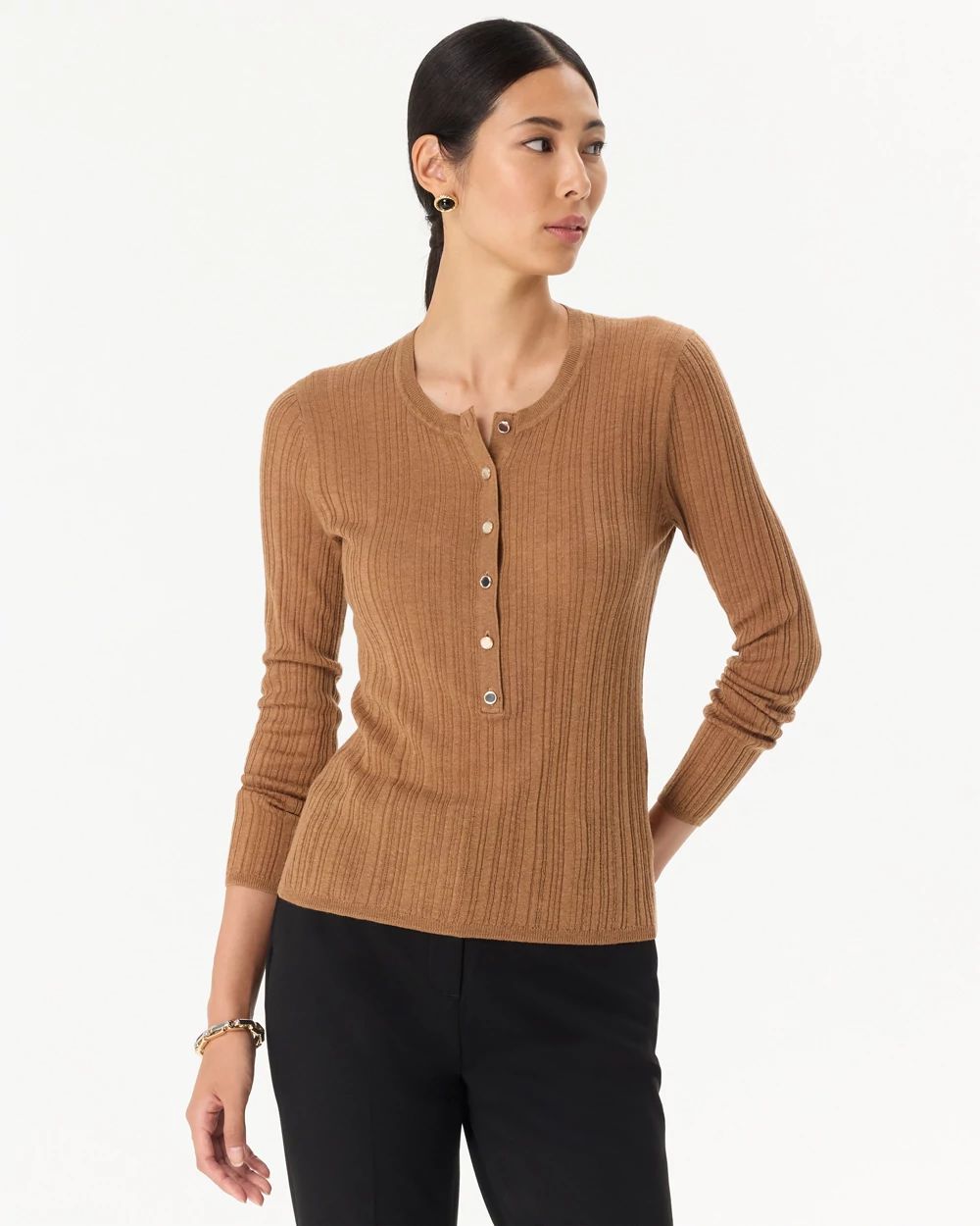 Ribbed Henley Sweater