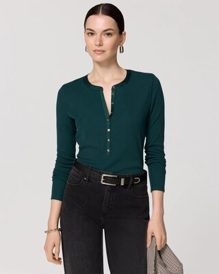 Satin Trim Henley Top