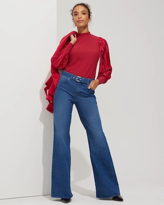 Outlet WHBM Belted High Rise Wide Leg Jeans