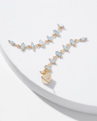 Gold + Blue Baguette Linear Earrings