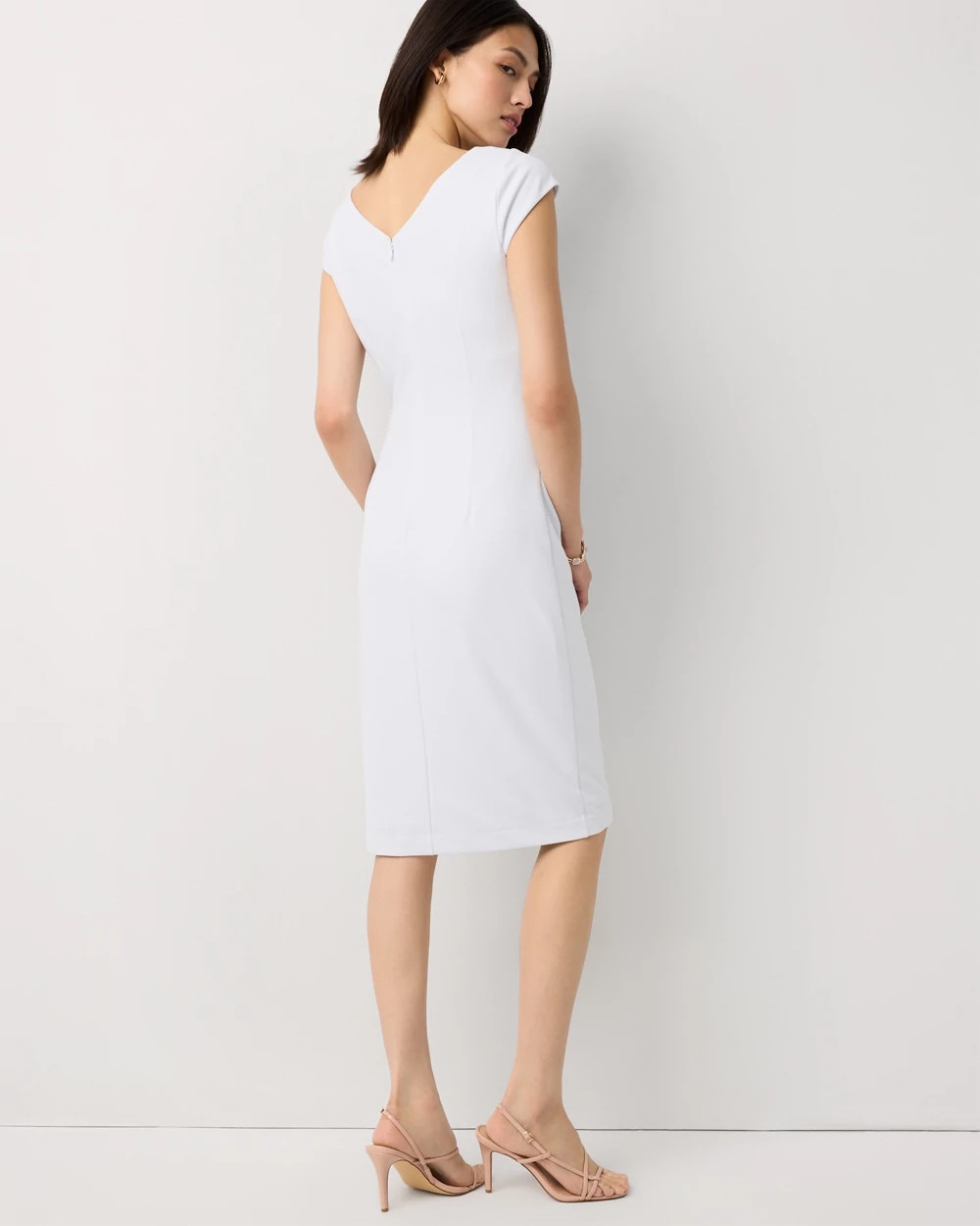 Cap Sleeve Draped Sheath Dress