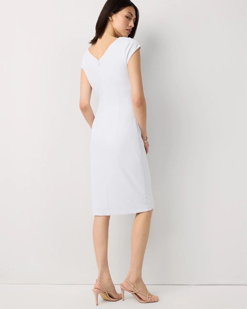 Cap Sleeve Draped Sheath Dress