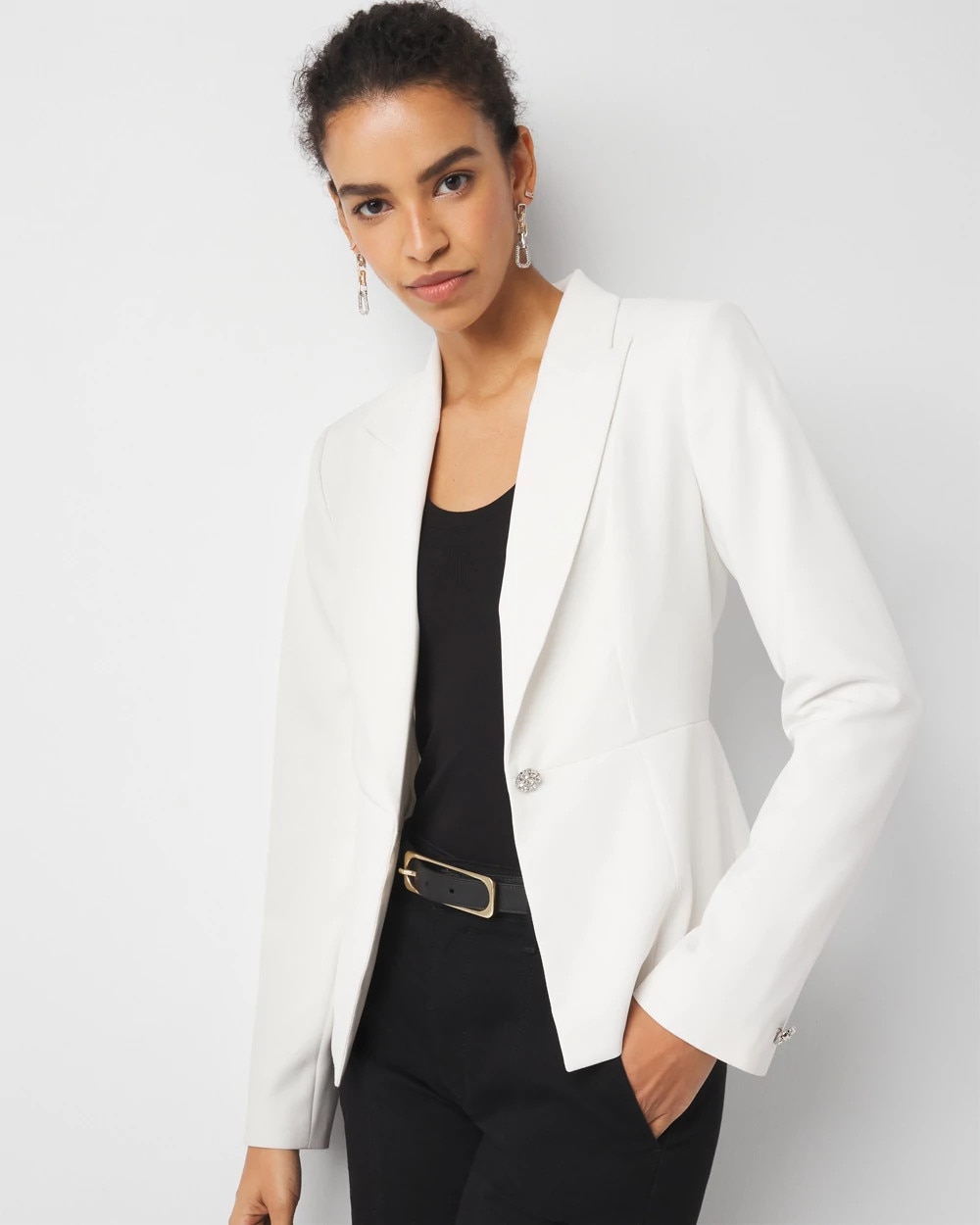 Jeweled Button Blazer