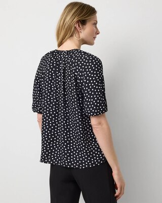 Elbow Sleeve V-neck Blouse click to view larger image.