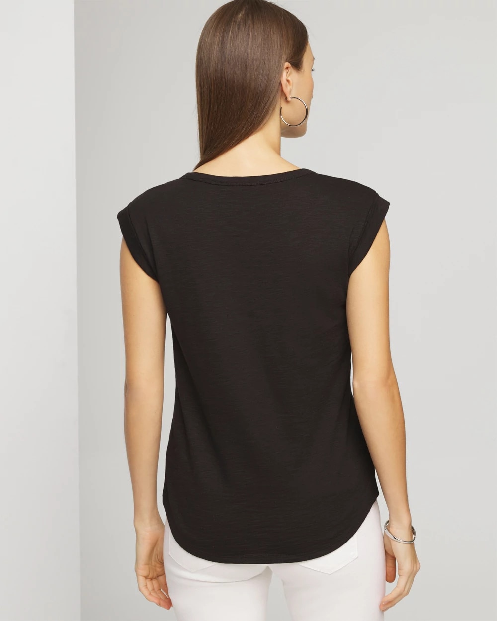Lace-Up Shoulder Scoop Tee
