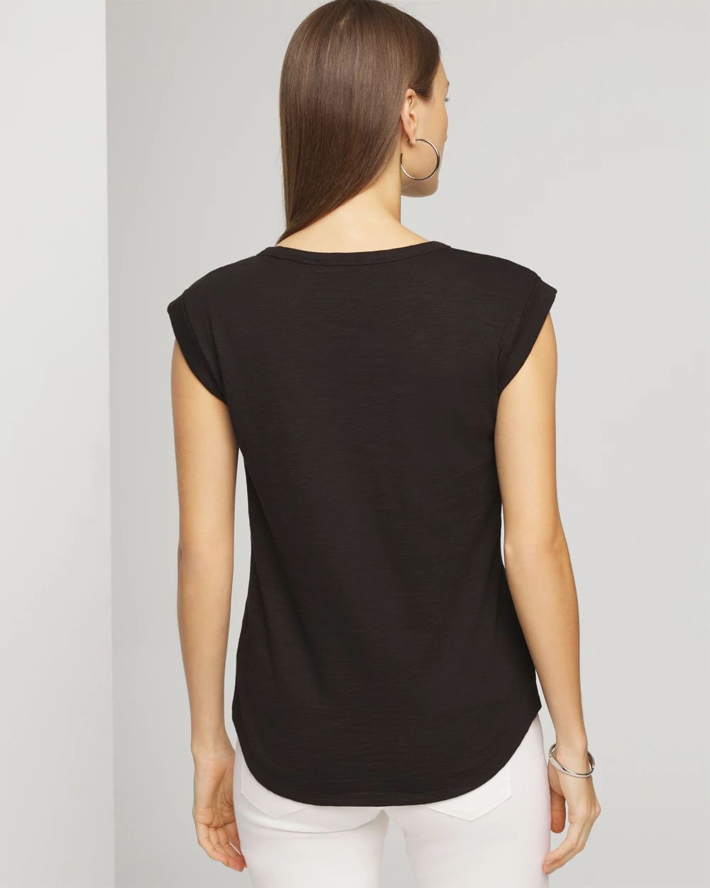 Lace-Up Shoulder Scoop Tee click to view larger image.