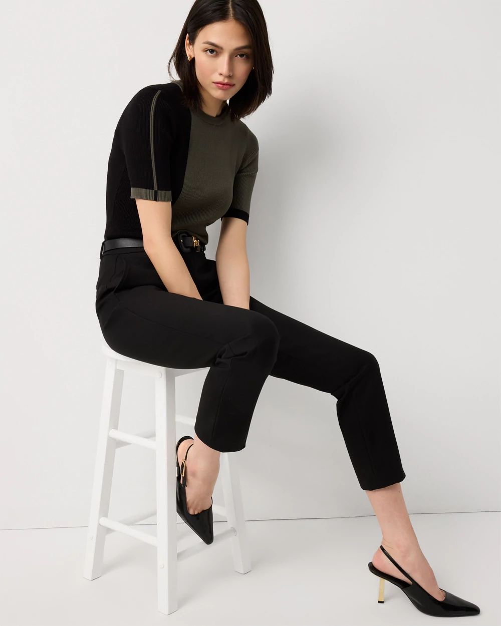 Colorblock Elbow Sleeve Pullover