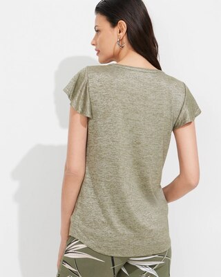 Outlet WHBM Notch-Neck Ruffle-Sleeve Tee