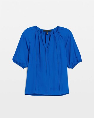 Elbow Sleeve V-neck Blouse click to view larger image.