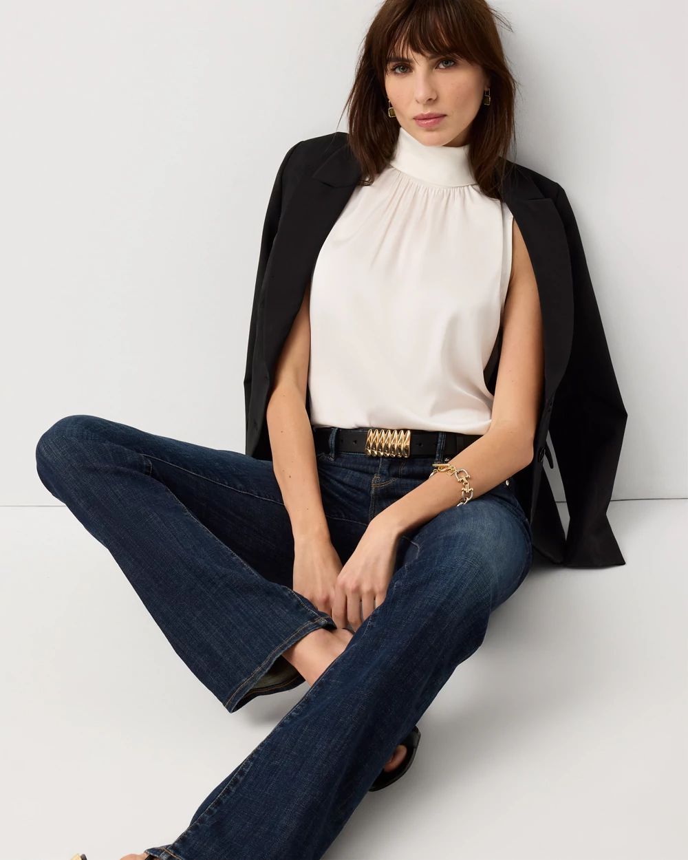 Bow Back Satin Halter Blouse click to view larger image.