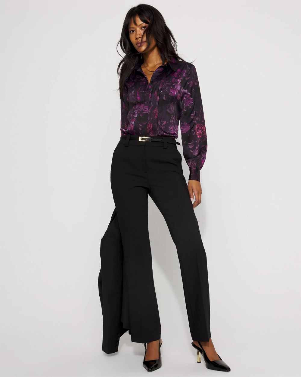 Pintuck Satin Shirt