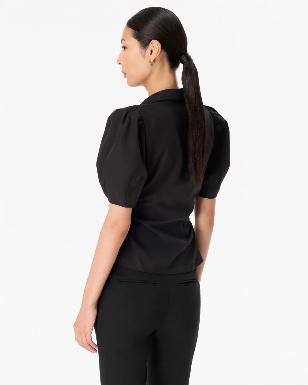 Puff Sleeve Twill Shirt click to view larger image.