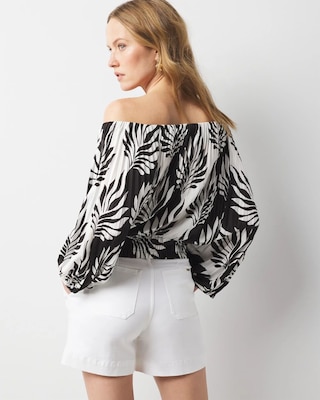 Petite Off-the-Shoulder Kimono Sleeve Blouse click to view larger image.