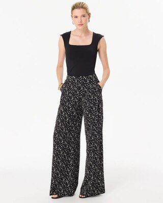 Pull-On Pleated Wide Leg Pant