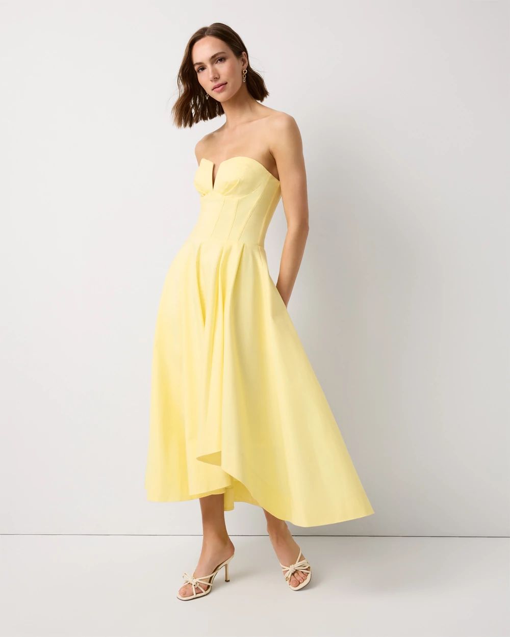 Petite Strapless Corset Midi Dress