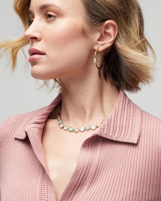 Elbow Sleeve Crochet Collar Pullover Sweater click to view larger image.