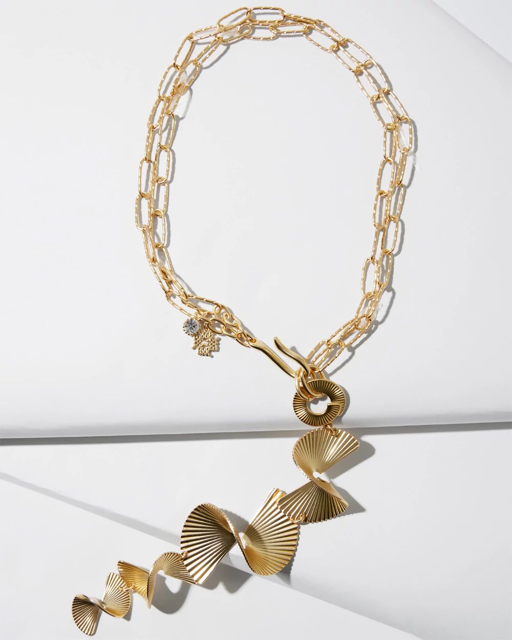 Goldtone Fan Convertible Y-Necklace