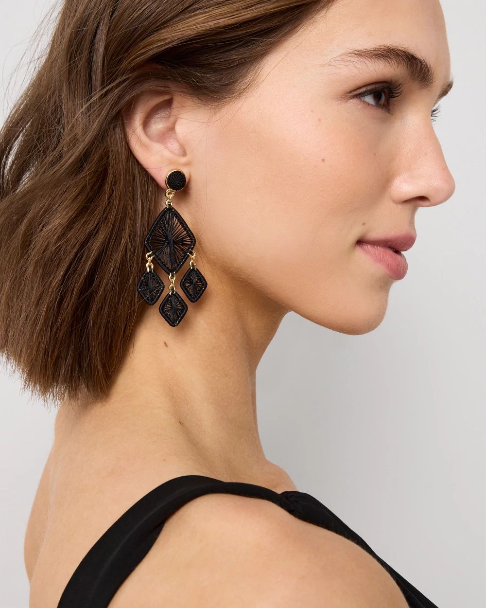 Black Raffia Chandelier Earrings