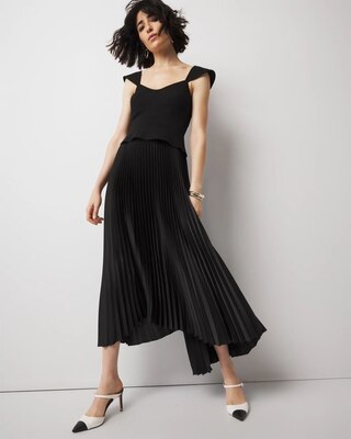 Petite Corset Pleated Midi Dress