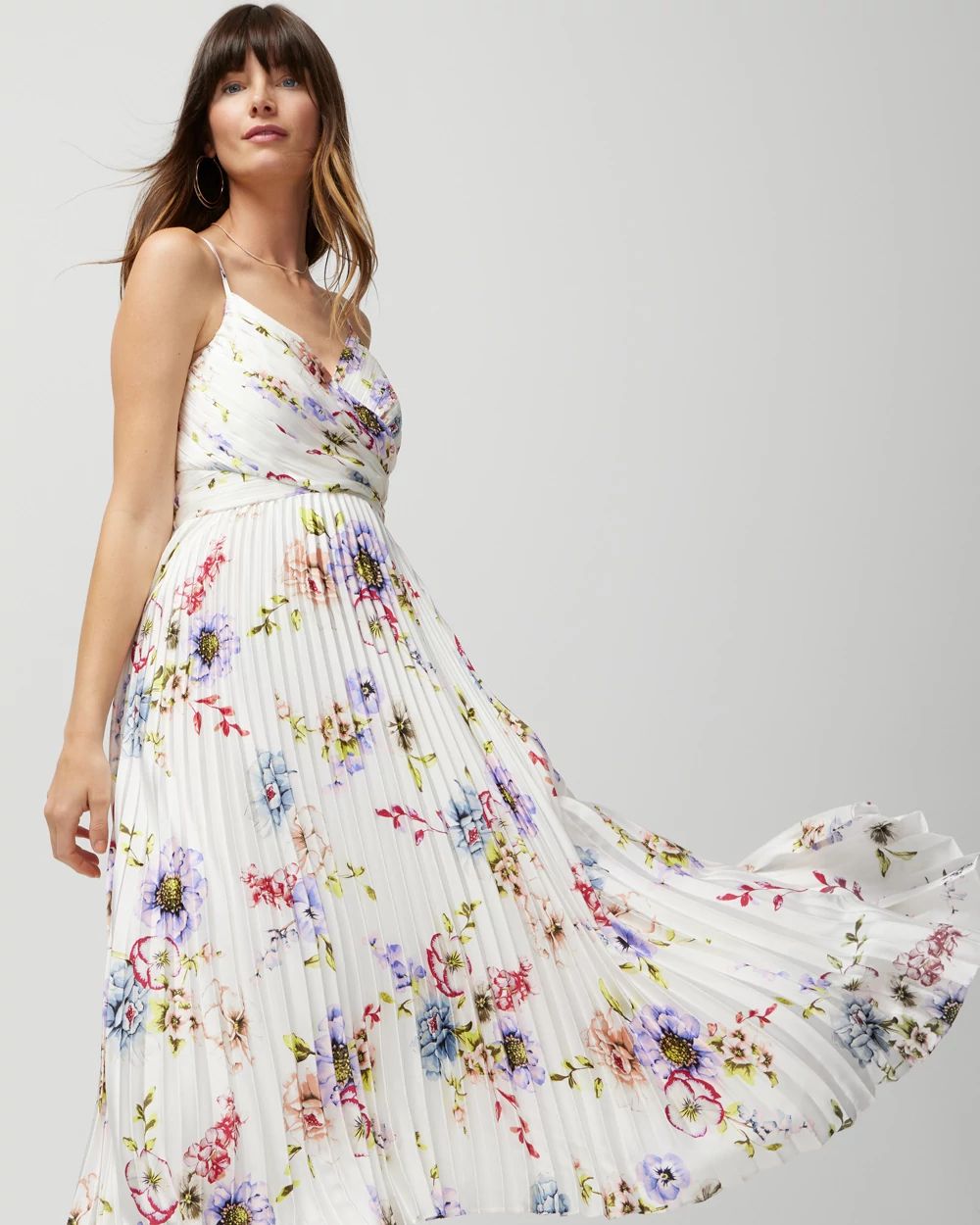 Satin Pleated Midi Dress