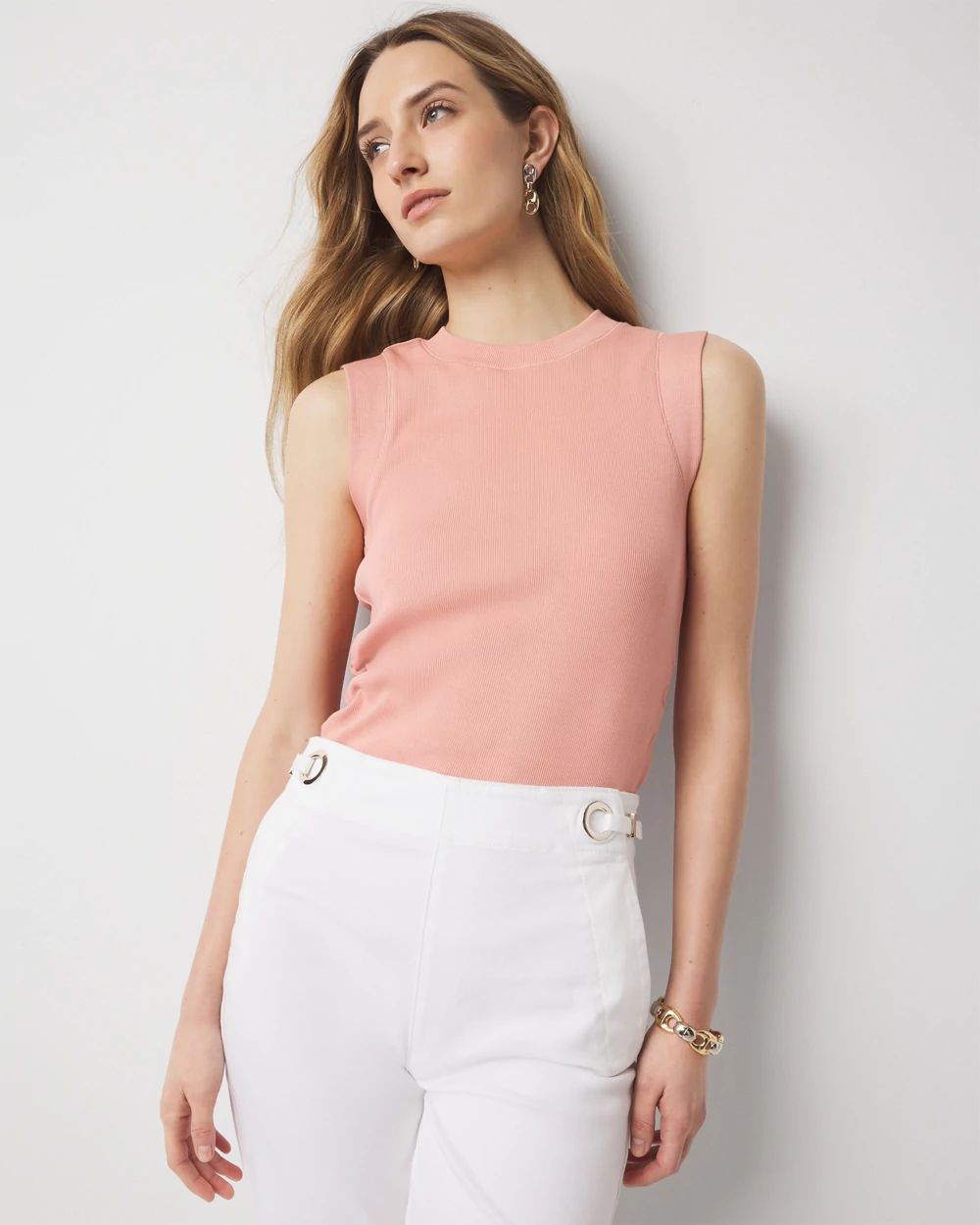 WHBM FORME™ Ribbed Stretch Ruched Side Tank