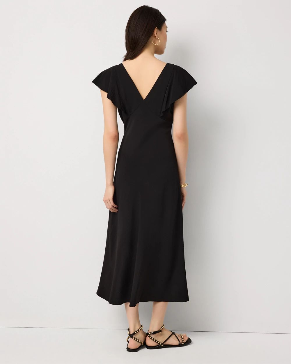 Petite Flutter Sleeve Slip Dress