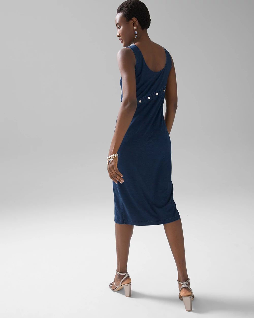 Petite Denim Blue Knit Midi Dress click to view larger image.