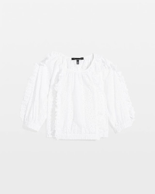 Petite Eyelet & Ruffle Blouse click to view larger image.