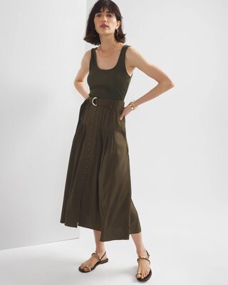 Belted Utility Midi Skirt