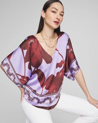 Satin Kimono Sleeve Blouse